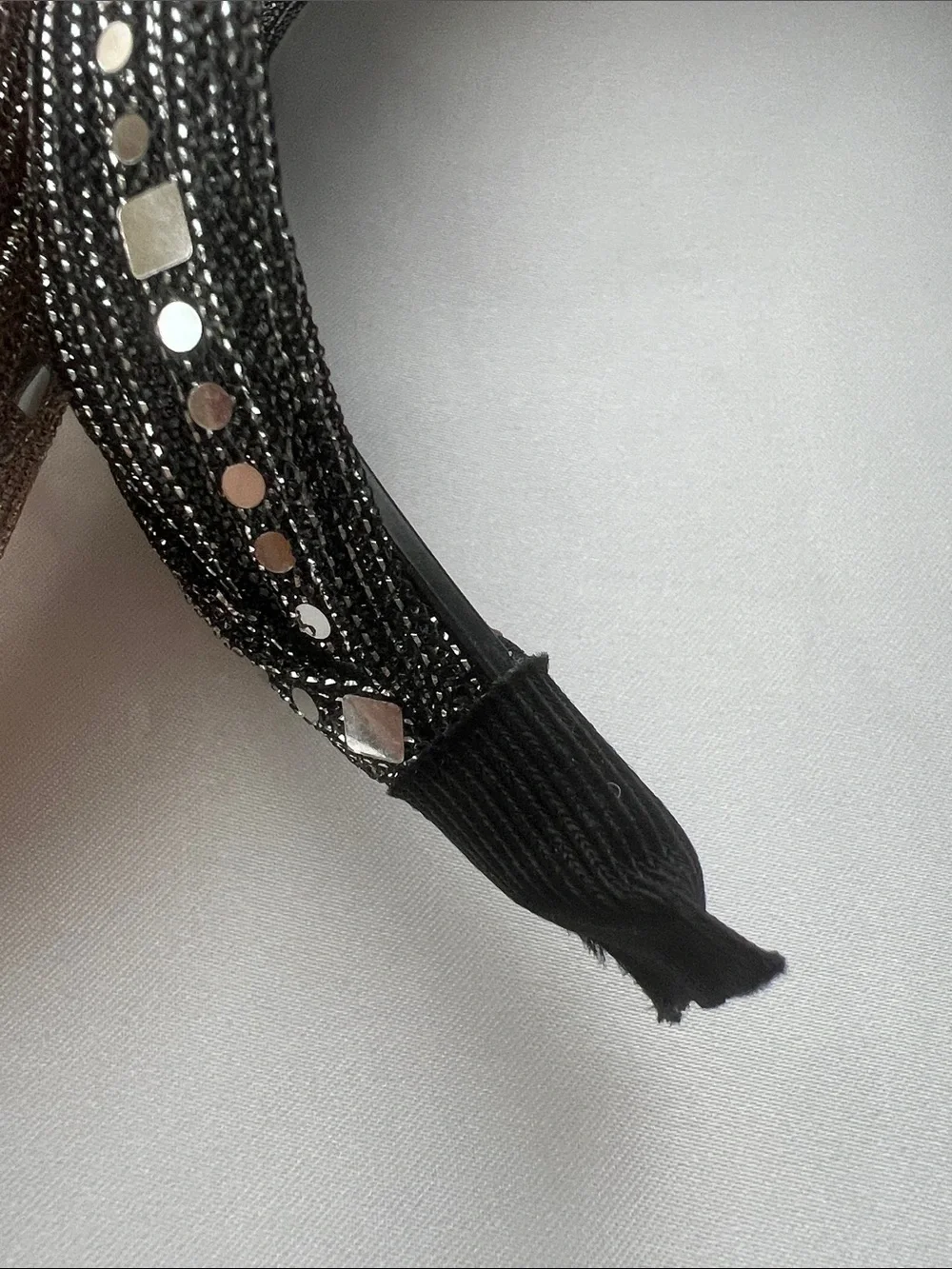 Shimmering Sequin and Bead Accent  Knotted Headband - Black and Tan set of 2